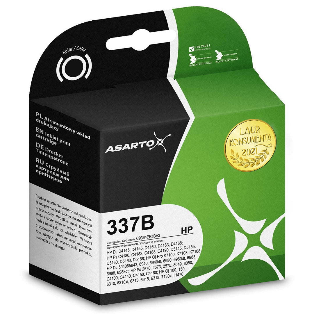 2603202669c47c1ed16fc.png Tusz Asarto do HP 337B | C9364EE | 420 str. | black - obrazek 1