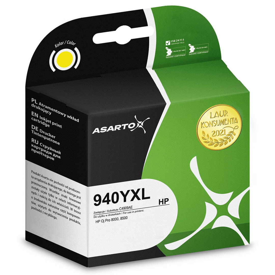 2603202669c47cd3ab91e.png EOL Tusz Asarto do HP 940YXL | C4909AE | 1400 str. | yellow - obrazek 1