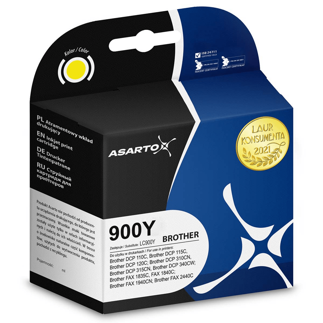2603202669c47e0021175.png Tusz Asarto do Brother 900Y | LC900Y | 765 str. | yellow - obrazek 1