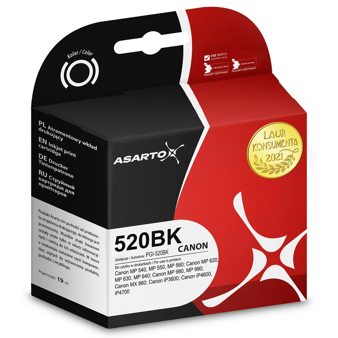2603202669c47e85df67d.png Tusz Asarto do Canon 520BK | 2932B001 | 410 str. | black - obrazek 1