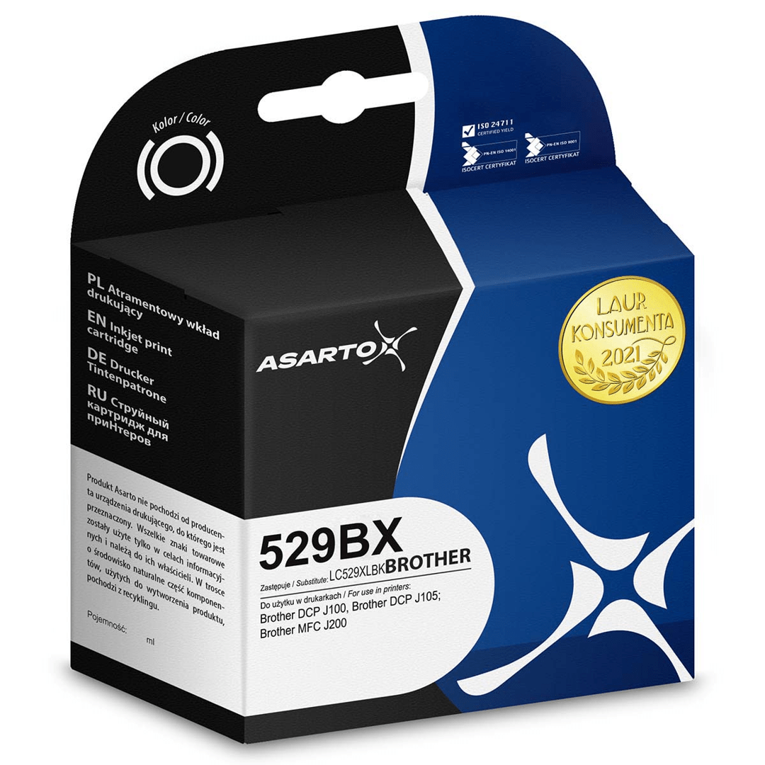 2603202669c490e528106.png Tusz Asarto do Brother 529BX | LC529XLBK | 2400 str. | black - obrazek 1