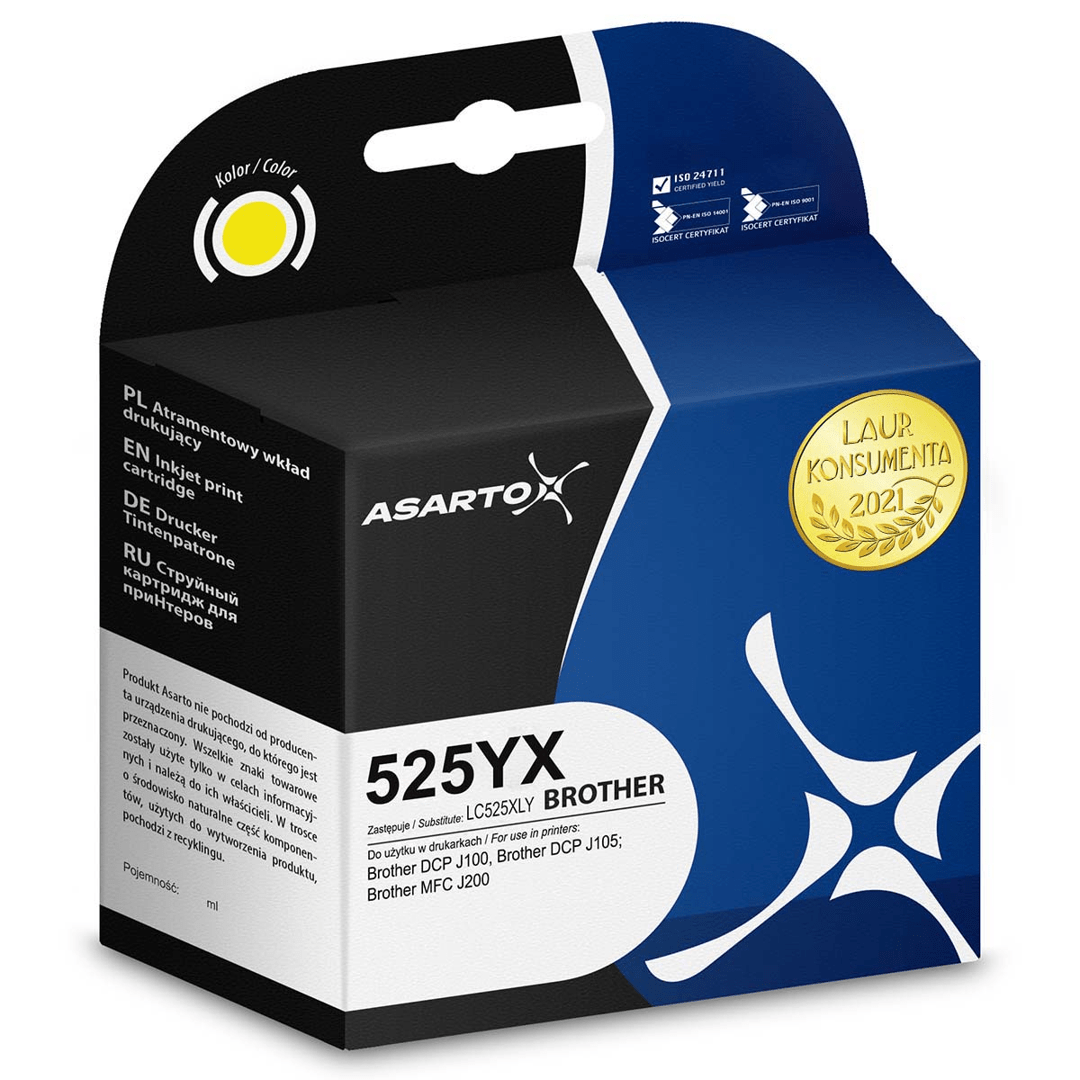 2603202669c491004d62d.png Tusz Asarto do Brother 525YX | LC525XLYAP2 | 1300 str. | yellow - obrazek 1