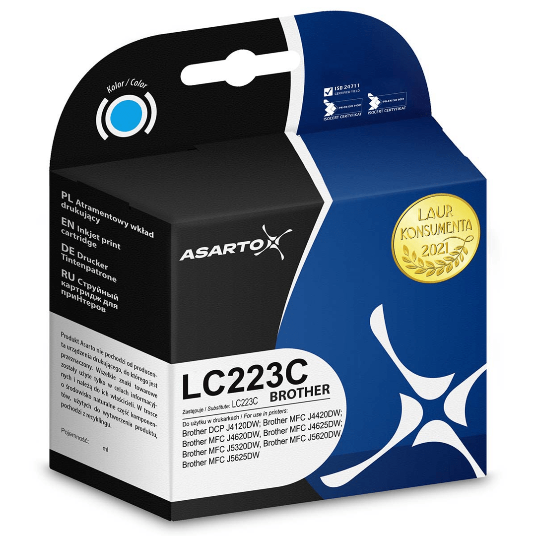 2603202669c49489cee96.png Tusz Asarto do Brother LC223C | LC223C | 600 str. | cyan - obrazek 1