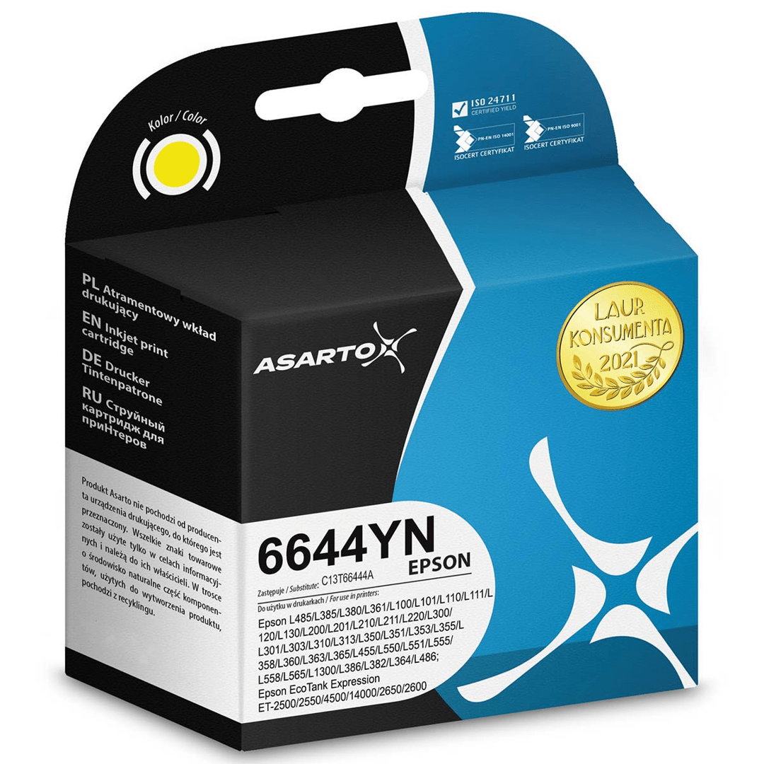 2603202669c49c598209c.png Tusz Asarto do Epson 6644YN | C13T66444A | 6500 str. | yellow - obrazek 1