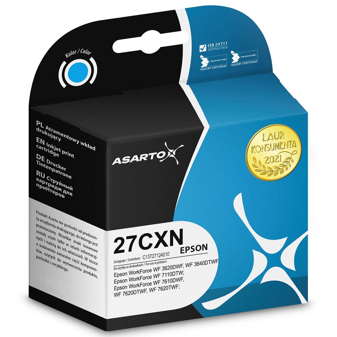 2603202669c4a2498f4cb.png Tusz Asarto do Epson 27CXN | C13T27124012 | 1100 str. | cyan - obrazek 1