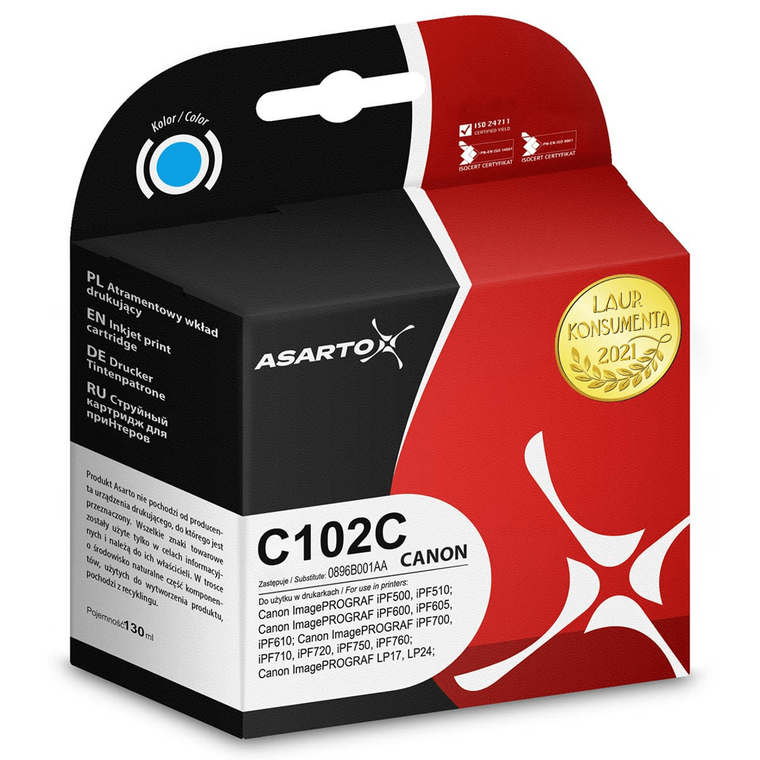 2603202669c4a65c047ec.png Tusz Asarto do Canon C102C | CF0896B001AA | 130 ml | cyan - obrazek 1