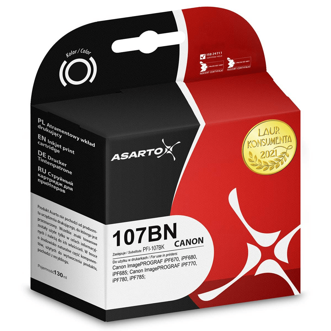 2603202669c4c37f98005.png Tusz Asarto do Canon 107BN | 6705B001 | 130 ml | black - obrazek 1