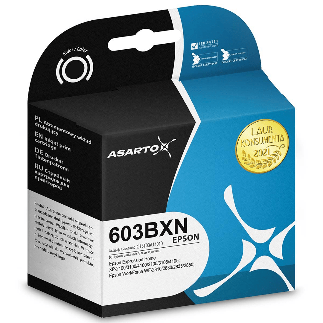 2603202669c4d8fc2a68c.png Tusz Asarto do Epson 603BXN | C13T03A14010 | 600 str. | black - obrazek 1