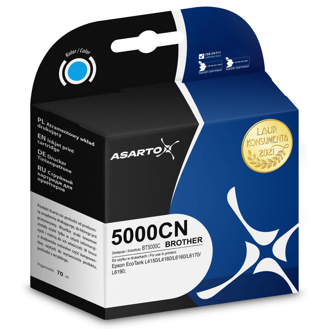 2603202669c4e8e71692c.png Tusz Asarto do Brother 5000CN | BT5000C | 100 ml | cyan - obrazek 1