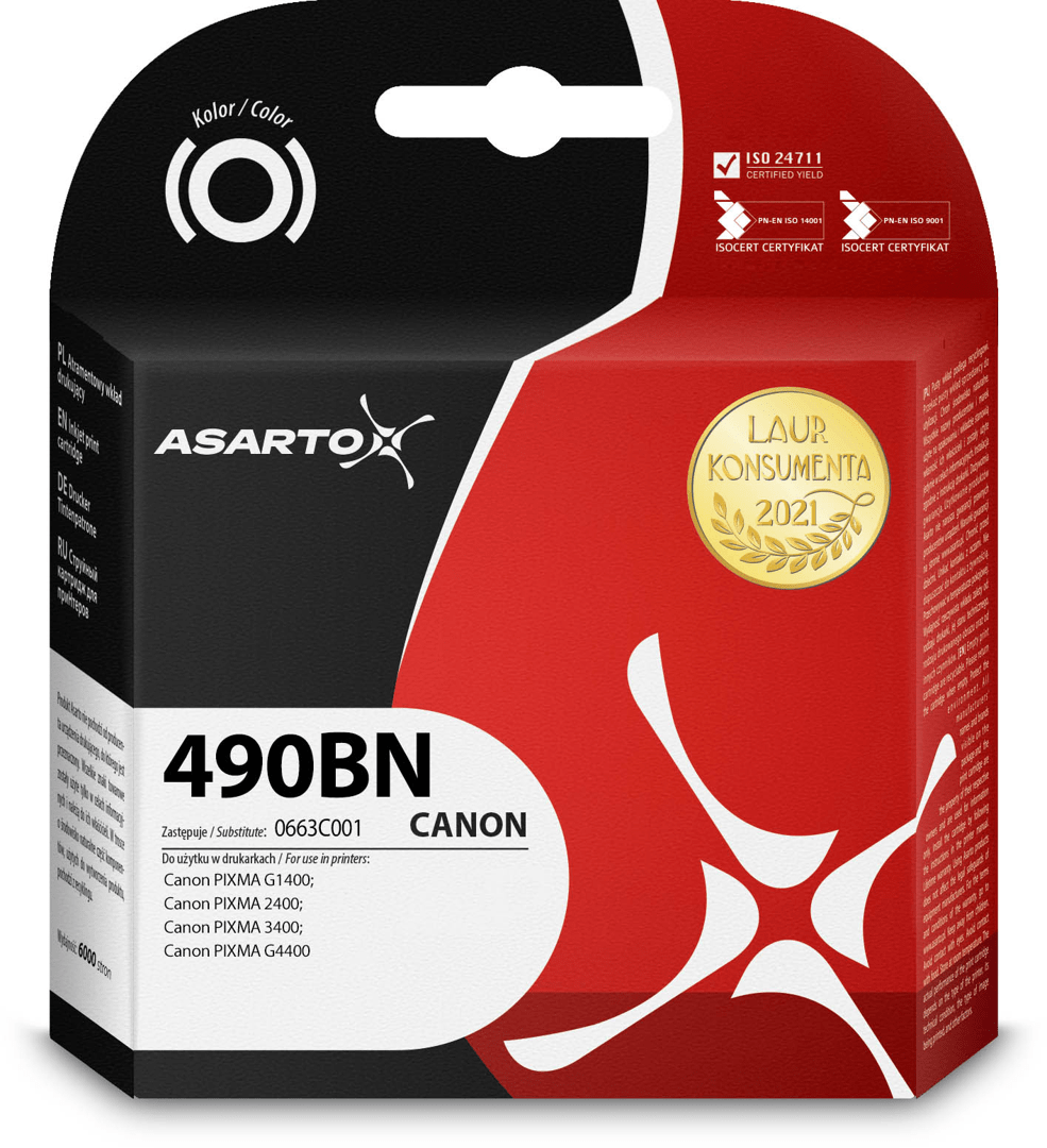 2603202669c4f163d2134.png Tusz Asarto do Canon GI-490BN | 0663C001 | 140ml | black - obrazek 1
