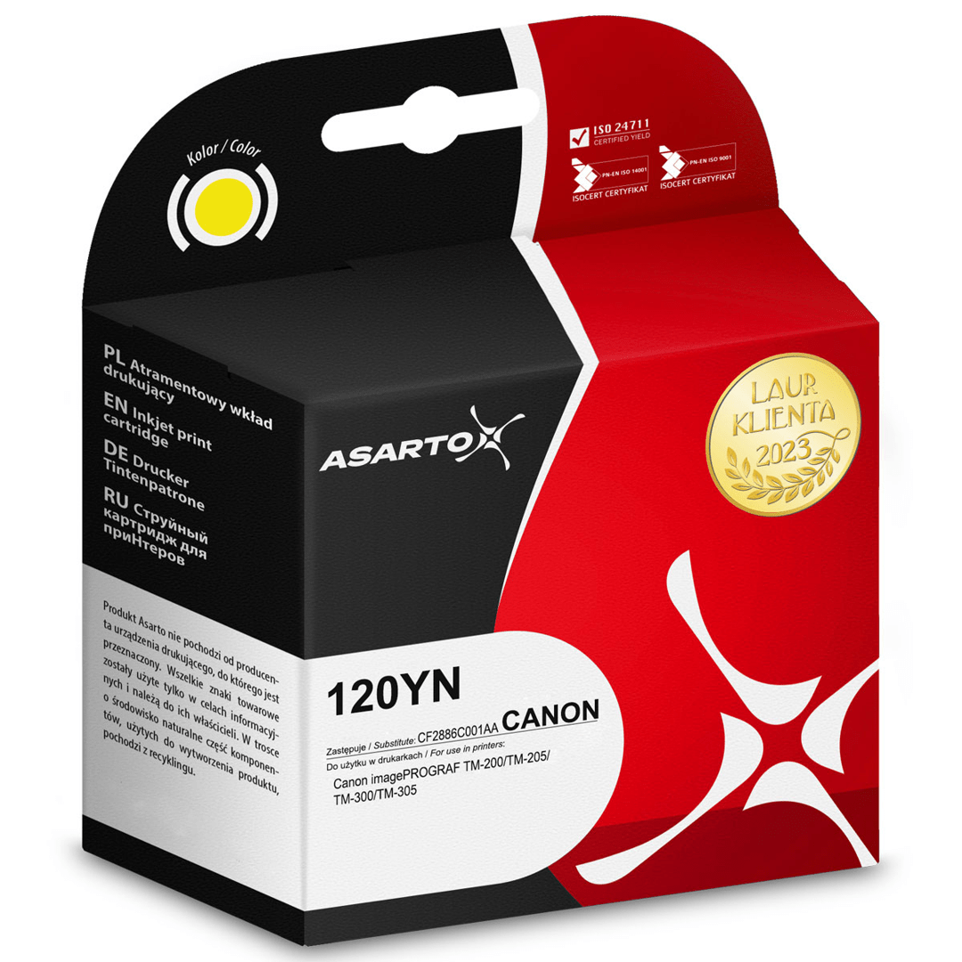 2603202669c500d3418b2.png Tusz Asarto do Canon 120YN | PFI120 | CF2888C001AA | 130 ml | yellow - obrazek 1
