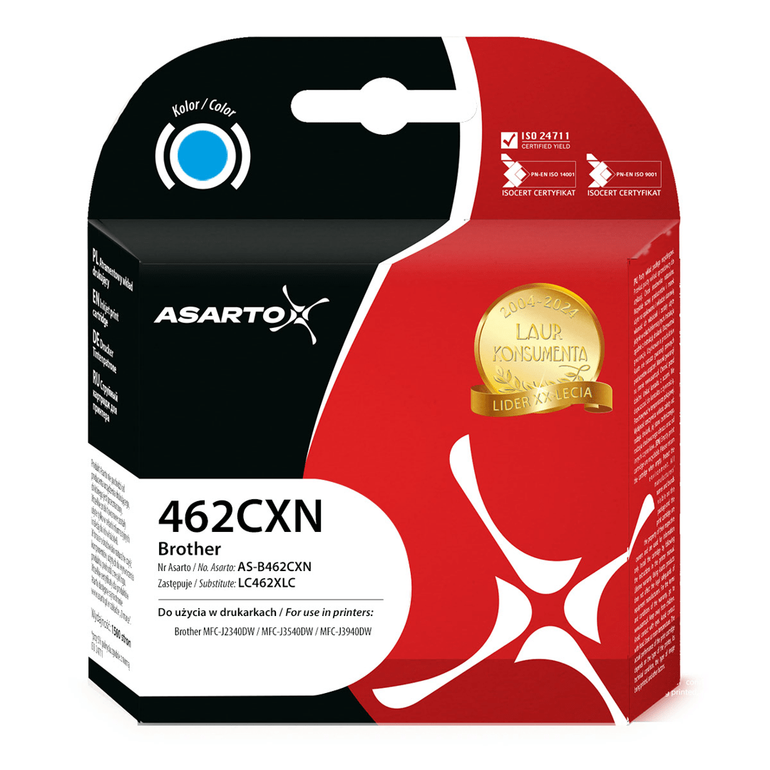 2603202669c50e1dea969.png Tusz Asarto do Brother 462CXN | LC462XLC | 1500 str. | cyan - obrazek 1