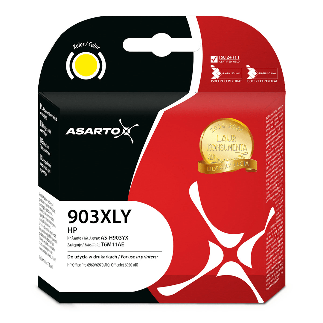 2603202669c5103e49a86.png Tusz Asarto do HP 903XLY | T6M11AE | 825 str. | yellow | REF. - obrazek 1