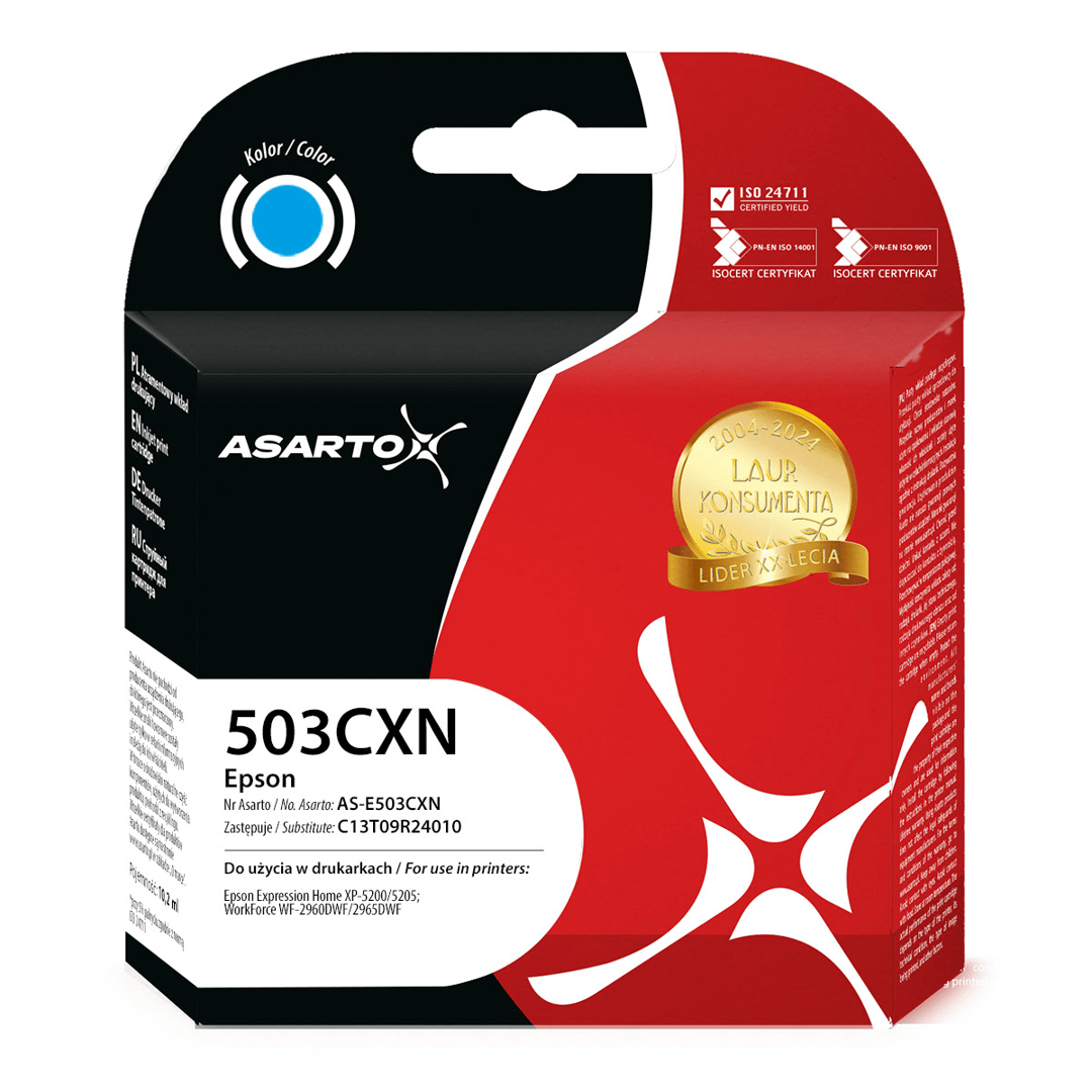 2603202669c510c54bbd9.png Tusz Asarto do Epson 503CXN | C13T09R24010 | 470 str. | 10,2ml | cyan - obrazek 1