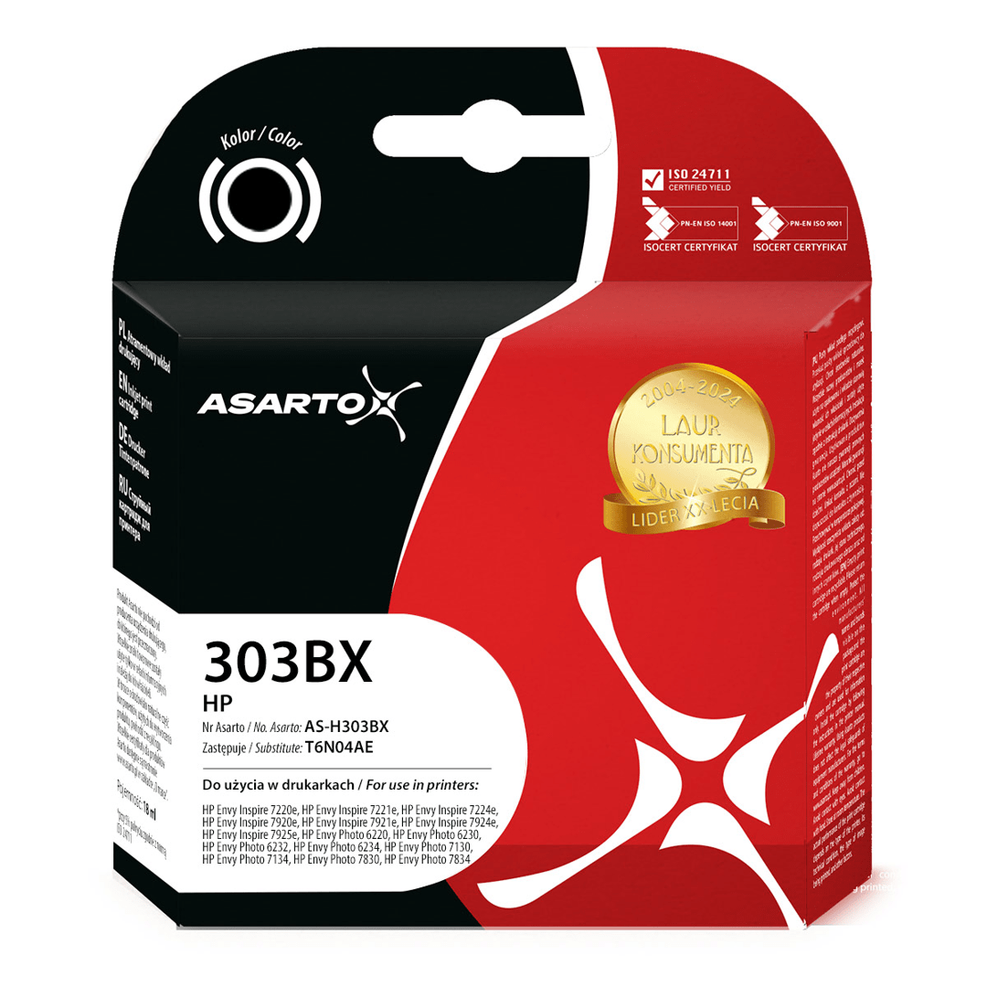 2603202669c5121a8b8b7.png Tusz Asarto do HP 303XL | 303BX | T6N04AE | 650 str. | 18ml | black - obrazek 1