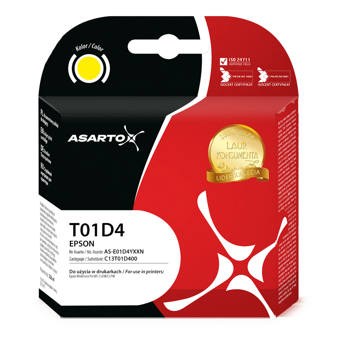 2603202669c5169bcdbd0.png Tusz Asarto do Epson T01D4 | C13T01D400 | 20000 str. | yellow - obrazek 1