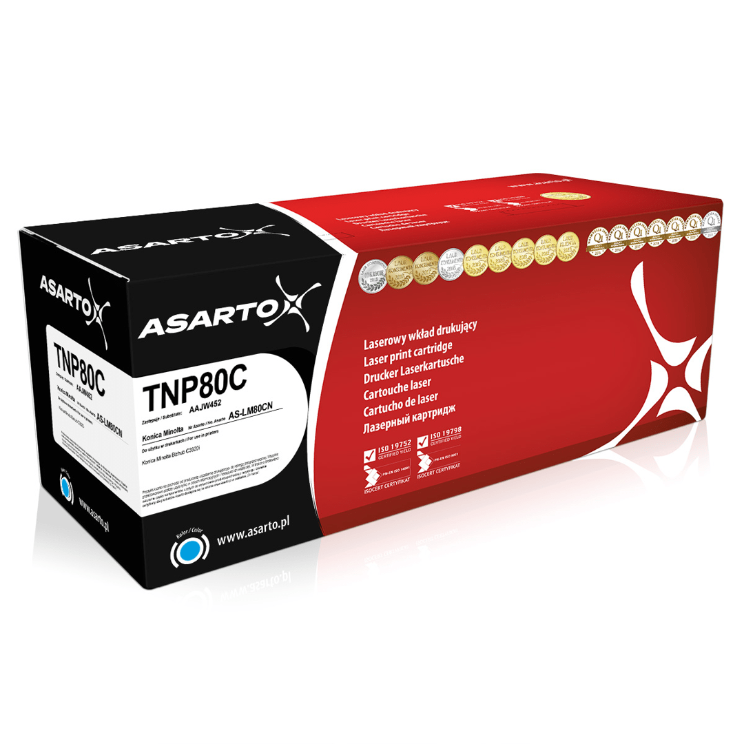 0104202669cd067f0e180.png Toner Asarto do Konica-Minolta TNP80C | AAJW452 | 9000 str. | cyan - obrazek 1